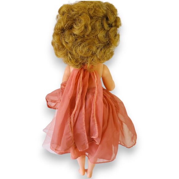 Vintage 18" Doll Hard Plastic Sleep Eyes Blonde Curls 1950s-60s Glamour Dress - Picture 7 of 16